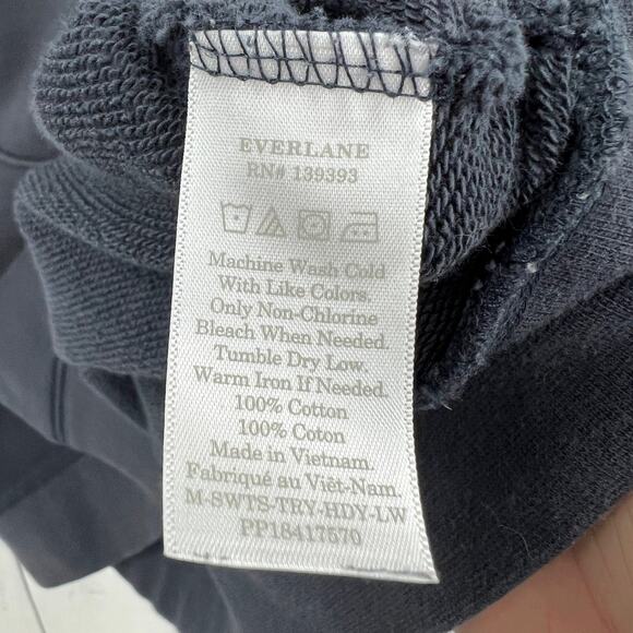 Everlane LARGE Men's Navy Blue Bleach Stain Pullover Hoodie Sweater Long Sleeve - Picture 10 of 10